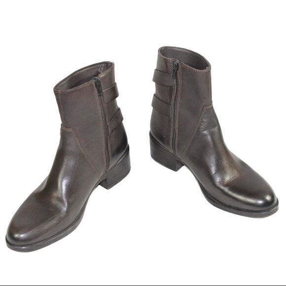 Emanuele Crasto Handcrafted Brown Double Buckle Moto Ankle Boot Size 41 (US 9.5) - Picture 5 of 8